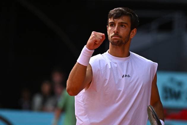Mutua Madrid Open - Men s Third Round Lorenzo Musetti (ITA) during his third round match at the Mutua Madrid Open in Madrid , Spain, on April, 29, 2025. Photo by Corinne Dubreuil ABACAPRESS.COM Madrid Spain  Copyright: xDubreuilxCorinne ABACAx