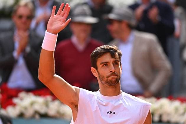 Mutua Madrid Open - Men s Third Round Lorenzo Musetti (ITA) during his third round match at the Mutua Madrid Open in Madrid , Spain, on April, 29, 2025. Photo by Corinne Dubreuil ABACAPRESS.COM Madrid Spain  Copyright: xDubreuilxCorinne ABACAx