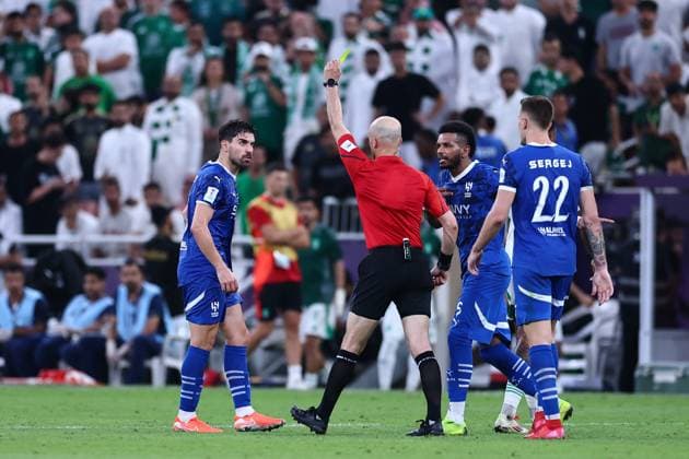 Al-Hilal FC vs Al-Ahli FC - AFC Champions League Elite Semi Finals JEDDAH, SAUDI ARABIA - April 29: Ruben Neves of Team Al-Hilal FC receives a yellow card during the AFC Champions League Elite Semi Finals match between Al-Hilal FC and Al-Ahli FC FC at King Abdullah Sports City Stadium on April 29, 2025 in Jeddah, Saudi Arabia. Jeddah Saudi Arabia Copyright: xAbdullahxAhmedx