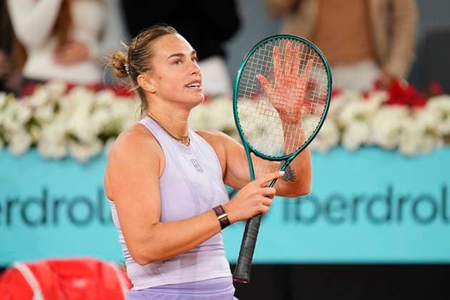 Mutua Madrid Open - Day Eight uAryna Sabalenka celebrates the victory after the match between Aryna Sabalenka of Belarusia and Peyton Stearns of the United States during Women s Singles Round of 16 match on Day Eight of the Mutua Madrid Open 2025, ATP, Tennis Herren Masters 1000 and WTA, Tennis Damen 1000, tournament celebrates at La Caja Magica on April 29, 2025 in Madrid, Spain. Madrid Spain  Copyright: xJosexBretonx originalFilename:bretonhernandez-mutuamad250429_npkhb.jpg