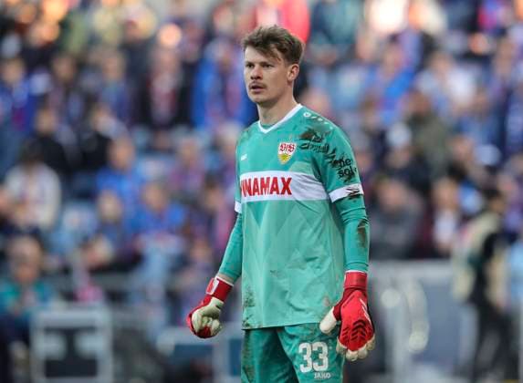 Photo Goalkeeper Alexander NÜBEL Stuttgart Soccer 1 Bundesliga , 25 Matchday on Sat 08 03 2025 Holstein Kiel VfB Stuttgart 2 2