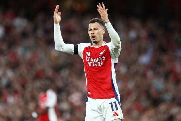 April 29, 2025, London, United Kingdom: GABRIEL MARTINELLI 11 of ARSENAL looks dejected as he nearly missed the equalizer in the UEFA 2024 25 Semi-Final first leg game between ARSENAL and PARIS SAINT GERMAIN at the Emirates Stadium in London, England London United Kingdom - ZUMAc179 20250429_zep_c179_080 Copyright: xMickaelxChavetx