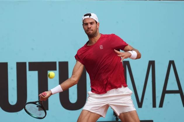 TENNIS - MUTUA MADRID OPEN 2025 Karen Khachanov during the Mutua Madrid Open 2025, ATP, Tennis Herren Masters 1000 and WTA, Tennis Damen 1000, tennis tournament on 29 April 2025 at Caja Magica in Madrid, Spain - Photo Laurent Lairys PSNEWZ MadridSpain  Copyright: xLaurentxLairysx