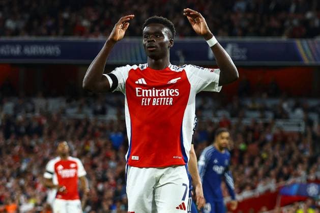 Bukayo Saka of Arsenal shows a look of dejection Arsenal v Paris Saint-Germain, UEFA Champions League, Semi Final, First Leg, Football, Emirates Stadium, London, UK - 29 Apr 2025 EDITORIAL USE ONLY No use with unauthorised audio, video, data, fixture lists, club league logos or live services. Online in-match use limited to 120 images, no video emulation. No use in betting, games or single club league player publications. Copyright: xKieranxMcManus Shutterstockx 15275544cx