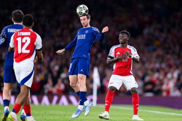 Arsenal FC v Paris Saint-Germain - UEFA Champions League 2024 25 Semi-Finals First Leg LONDON, ENGLAND - APRIL 29: Fabian Ruiz of Paris Saint Germain heads the ball during the UEFA Champions League 2024 25 Semi Final First Leg match between Arsenal FC and Paris Saint-Germain at Arsenal Stadium on April 29, 2025 in London, England. (Photo by Richard Callis Sports Press Photo) LondonUnited Kingdom  Copyright: xRichardxCallisx