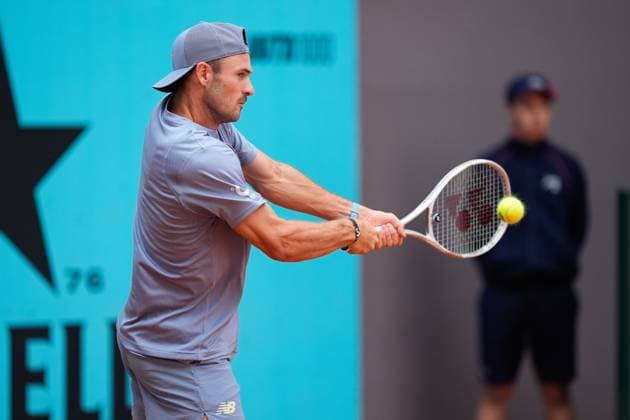 April 29, 2025, Madrid, Madrid, spain: Tommy Paul of USA plays against Karen Khachanov of Russia during the Mutua Madrid Open 2025, ATP, Tennis Herren Masters 1000 and WTA, Tennis Damen 1000, tennis tournament celebrated at Caja Magica on April 29, 2025 in Madrid, Spain. Madrid spain - ZUMAOpen 20250429_zaa_a181_257 Copyright: xDennisxAgyemanx