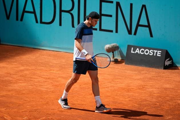 April 29, 2025, Madrid, Madrid, spain: Jack Draper of Great Britain plays against Matteo Berrittini of Italy during the Mutua Madrid Open 2025, ATP, Tennis Herren Masters 1000 and WTA, Tennis Damen 1000, tennis tournament celebrated at Caja Magica on April 29, 2025 in Madrid, Spain. Madrid spain - ZUMAOpen 20250429_zaa_a181_357 Copyright: xDennisxAgyemanx