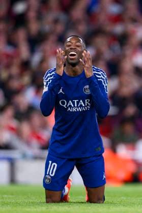 Arsenal FC v Paris Saint-Germain - UEFA Champions League 2024 25 Semi-Finals First Leg LONDON, ENGLAND - APRIL 29: Ousmane DembÃ lÃ of Paris Saint Germain reacts during the UEFA Champions League 2024 25 Semi Final First Leg match between Arsenal FC and Paris Saint-Germain at Arsenal Stadium on April 29, 2025 in London, England. (Photo by Richard Callis Sports Press Photo) LondonUnited Kingdom  Copyright: xRichardxCallisx
