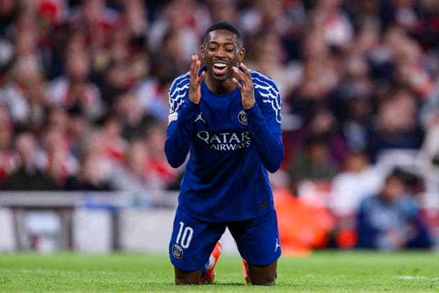 Sport Bilder des Tages Arsenal FC v Paris Saint-Germain - UEFA Champions League 2024 25 Semi-Finals First Leg LONDON, ENGLAND - APRIL 29: Ousmane DembÃ lÃ of Paris Saint Germain reacts during the UEFA Champions League 2024 25 Semi Final First Leg match between Arsenal FC and Paris Saint-Germain at Arsenal Stadium on April 29, 2025 in London, England. (Photo by Richard Callis Sports Press Photo) LondonUnited Kingdom  Copyright: xRichardxCallisx