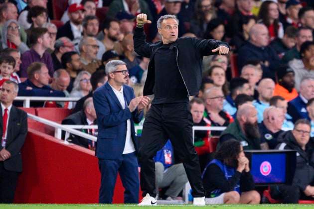Arsenal FC v Paris Saint-Germain - UEFA Champions League 2024 25 Semi-Finals First Leg LONDON, ENGLAND - APRIL 29: PSG Head Coach Luis Enrique reacts during the UEFA Champions League 2024 25 Semi Final First Leg match between Arsenal FC and Paris Saint-Germain at Arsenal Stadium on April 29, 2025 in London, England. (Photo by Richard Callis Sports Press Photo) LondonUnited Kingdom  Copyright: xRichardxCallisx