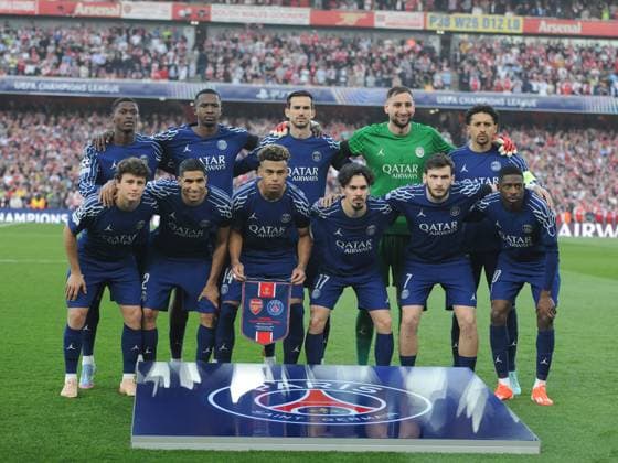 Football - 2024 2025 UEFA Champions League - Semi-Finals - First Leg - Arsenal vs Paris St Germain - Emirates Stadium - Tuesday 29th April 2025. Paris St Germain team group, Mannschaftsbild, Totale 
