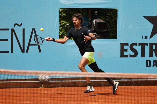 Gabriel Diallo (CAN), APRIL 29, 2025 - Tennis : Gabriel Diallo during singles round of 32 match against Cameron Norrie on the ATP, Tennis Herren tour Masters 1000 tournaments Mutua Madrid Open tennis tournament at the Caja Magica in Madrid, Spain. Noxthirdxpartyxsales  (289068811)