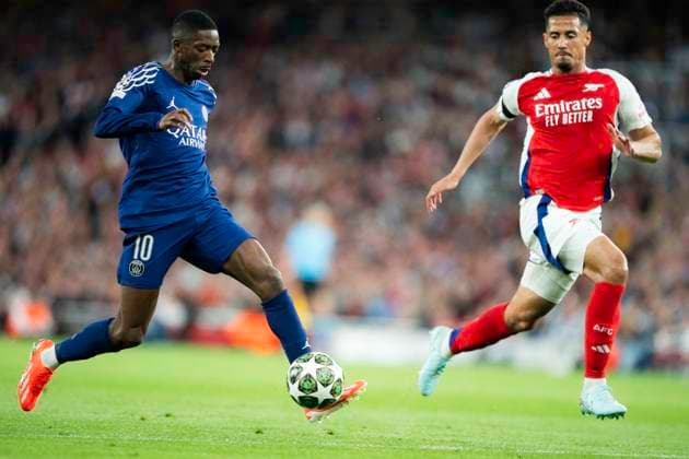 Arsenal FC v Paris Saint-Germain - UEFA Champions League Semi-final First Leg Ousmane DembÃ lÃ during the UEFA Champions League semi-final first leg match between Arsenal and Paris Saint-Germain at Emirates Stadium in London, England, on April 29, 2025. Copyright: xTaiseixIwamotox