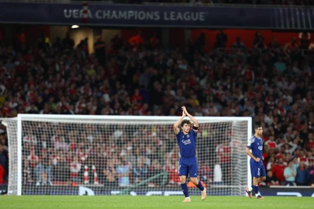 April 29, 2025, London, United Kingdom: JOAO NEVES of PSG applauds his fans after being substituted in the UEFA 2024 25 Semi-Final first leg game between ARSENAL and PARIS SAINT GERMAIN at the Emirates Stadium in London, England London United Kingdom - ZUMAc179 20250429_zep_c179_127 Copyright: xMickaelxChavetx