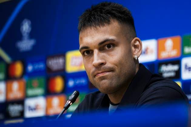 FC Internazionale press conference, PK, Pressekonferenz Lautaro Martinez of FC Internazionale reacts during the press conference of FC Internazionale on the eve of the UEFA Champions League 2024 25 semi-final first leg football match against FC Barcelona, Barca Barcelona Spain Copyright: xNicolòxCampox