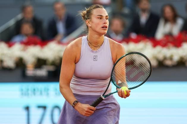 April 29, 2025, Madrid, Madrid, Spain: Aryna Sabalenka of Belarus in action against Peyton Stearns of USA during the Mutua Madrid Open 2025, ATP, Tennis Herren Masters 1000 and WTA, Tennis Damen 1000 tennis tournament, celebrated at Caja Magica on April 29, 2025 in Madrid, Spain. Madrid Spain - ZUMAa181 20250429_zaa_a181_745 Copyright: xIrinaxR.xHipolitox