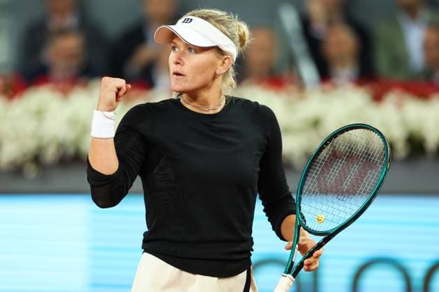 April 29, 2025, Madrid, Madrid, Spain: Peyton Stearns of USA celebrates against Aryna Sabalenka of Belarus during the Mutua Madrid Open 2025, ATP, Tennis Herren Masters 1000 and WTA, Tennis Damen 1000 tennis tournament, celebrated at Caja Magica on April 29, 2025 in Madrid, Spain. Madrid Spain - ZUMAa181 20250429_zaa_a181_724 Copyright: xIrinaxR.xHipolitox