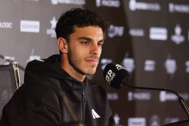 April 29, 2025, Madrid, Madrid, Spain: Francisco Cerundolo of Argentina attends his press conference, PK, Pressekonferenz during the Mutua Madrid Open 2025, ATP, Tennis Herren Masters 1000 and WTA, Tennis Damen 1000 tennis tournament, celebrated at Caja Magica on April 29, 2025 in Madrid, Spain. Madrid Spain - ZUMAa181 20250429_zaa_a181_710 Copyright: xIrinaxR.xHipolitox