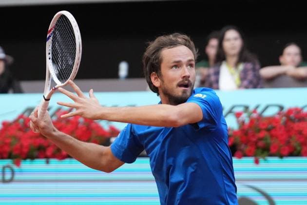 TENNIS - MUTUA MADRID OPEN 2025 Daniil Medvedev during the Mutua Madrid Open 2025, ATP, Tennis Herren Masters 1000 and WTA, Tennis Damen 1000, tennis tournament on 29 April 2025 at Caja Magica in Madrid, Spain - Photo Laurent Lairys PSNEWZ MadridSpain  Copyright: xLaurentxLairysx