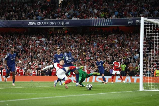 April 29, 2025, London, United Kingdom: GABRIEL MARTINELLI 11 of ARSENAL he nearly scores the equalizer in the UEFA 2024 25 Semi-Final first leg game between ARSENAL and PARIS SAINT GERMAIN at the Emirates Stadium in London, England London United Kingdom - ZUMAc179 20250429_zep_c179_087 Copyright: xMickaelxChavetx