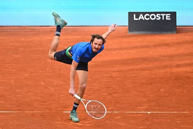 Mutua Madrid Open - 8th Final - Daniil Medvedev - Madrid Daniil Medvedev (RUS) during his third round match at the Mutua Madrid Open in Madrid , Spain, on April, 29, 2025. Photo by Corinne Dubreuil ABACAPRESS.COM Madrid Spain  Copyright: xDubreuilxCorinne ABACAx