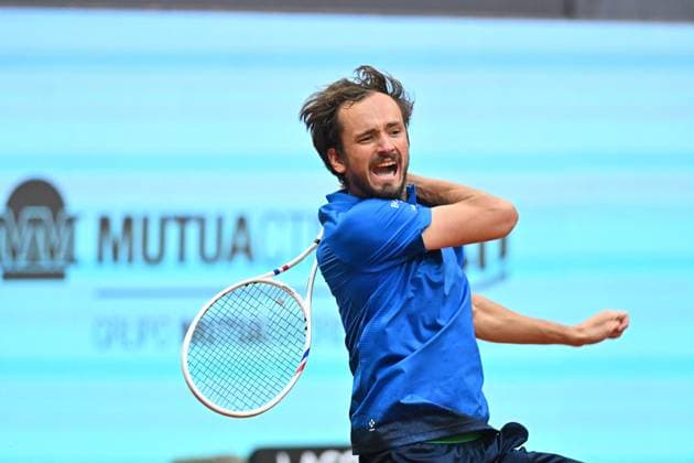 Mutua Madrid Open - 8th Final - Daniil Medvedev - Madrid Daniil Medvedev (RUS) during his third round match at the Mutua Madrid Open in Madrid , Spain, on April, 29, 2025. Photo by Corinne Dubreuil ABACAPRESS.COM Madrid Spain  Copyright: xDubreuilxCorinne ABACAx