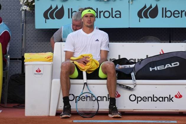 TENNIS - MUTUA MADRID OPEN 2025 Laurent Lairys MAXPPP - Alexander Zverev of Germany during the Mutua Madrid Open 2025, ATP, Tennis Herren Masters 1000 and WTA, Tennis Damen 1000, tennis tournament on 29 April 2025 at Caja Magica in Madrid, Spain - Photo Laurent Lairys MAXPPP Madrid Spain  Copyright: xMAXPPPxLaurentxLairysx LLR202504304813 LLR202504304813
