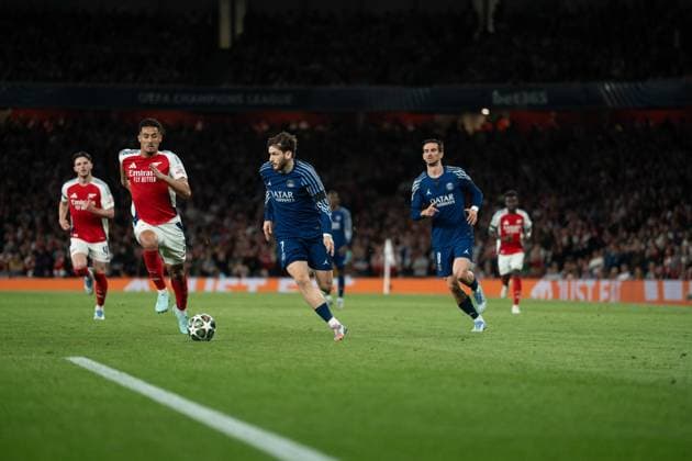 Arsenal v Paris Saint-Germain - UEFA Champions League 2024 25 Semi Final First Leg LONDON, ENGLAND - APRIL 29: Khvicha Kvaratskhelia during the UEFA Champions League 2024 25 Semi Final first Leg match between Arsenal and Paris Saint-Germain at Arsenal Emirate Stadium on April 29, 2025 in London, England., Credit:Lounis Tiar Avalon United Kingdom, London, Arsenal  Copyright: xLounisxTiarx xAvalonx 0993692321