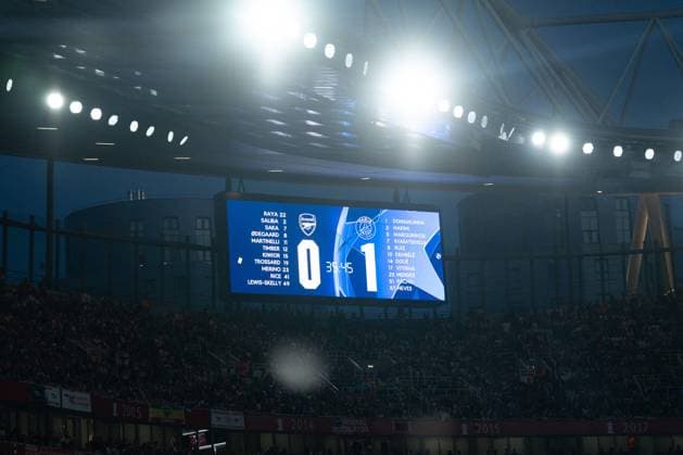 UEFA Champions League - Arsenal v Paris Saint-Germain Score display during the UEFA Champions League 2024 25 Semi Final first Leg match between Arsenal and Paris Saint-Germain at Arsenal Emirate Stadium on April 29, 2025 in London, UK. Photo by Lounis Tiar ABACAPRESS.COM London United Kingdom  Copyright: xLounisPhotography ABACAx