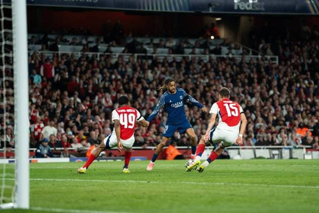 UEFA Champions League - Arsenal v Paris Saint-Germain Bradley Barcola during the UEFA Champions League 2024 25 Semi Final first Leg match between Arsenal and Paris Saint-Germain at Arsenal Emirate Stadium on April 29, 2025 in London, UK. Photo by Lounis Tiar ABACAPRESS.COM London United Kingdom  Copyright: xLounisPhotography ABACAx