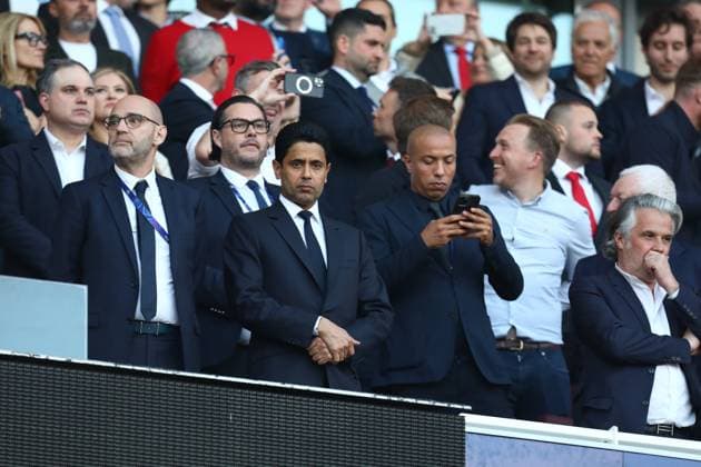April 29, 2025, London, United Kingdom: Chairman NASSER AL-KHELAIFI of PSG attends the UEFA 2024 25 Semi-Final first leg game between ARSENAL and PARIS SAINT GERMAIN at the Emirates Stadium in London, England London United Kingdom - ZUMAc179 20250429_zep_c179_317 Copyright: xMickaelxChavetx