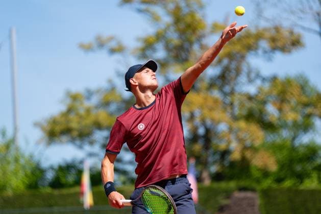 2025-04-29 ITF tournament Oegstgeest OEGSTGEEST, NETHERLANDS - APRIL 29: Niels Visker of The Netherlands during the ITF tournament on April 29, 2025 in Oegstgeest, Netherlands Oegstgeest Oegstgeester Lawn Tennis Club Netherlands Content not available for redistribution in The Netherlands directly or indirectly through any third parties. Copyright: xMarleenxFouchierx