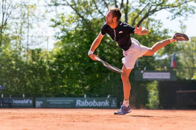 2025-04-29 ITF tournament Oegstgeest OEGSTGEEST, NETHERLANDS - APRIL 29: Luca Castagnola of Italy during the ITF tournament on April 29, 2025 in Oegstgeest, Netherlands Oegstgeest Oegstgeester Lawn Tennis Club Netherlands Content not available for redistribution in The Netherlands directly or indirectly through any third parties. Copyright: xMarleenxFouchierx