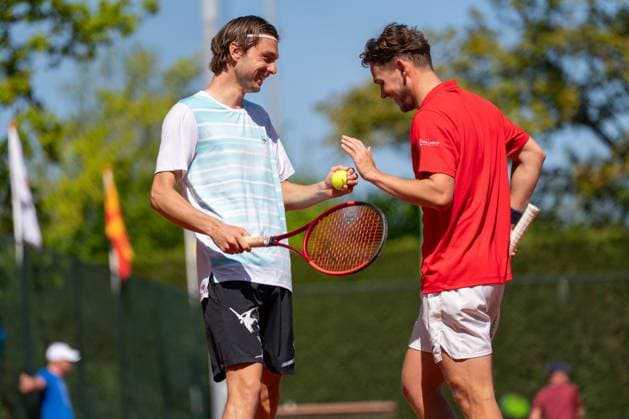 2025-04-29 ITF tournament Oegstgeest OEGSTGEEST, NETHERLANDS - APRIL 29: Stijn Pel of The Netherlands, Brian Bozemoj of The Netherlands during the ITF tournament on April 29, 2025 in Oegstgeest, Netherlands Oegstgeest Oegstgeester Lawn Tennis Club Netherlands Content not available for redistribution in The Netherlands directly or indirectly through any third parties. Copyright: xMarleenxFouchierx