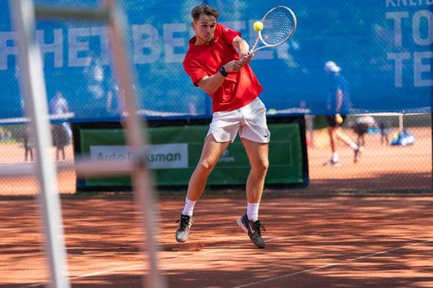 2025-04-29 ITF tournament Oegstgeest OEGSTGEEST, NETHERLANDS - APRIL 29: Stijn Pel of The Netherlands during the ITF tournament on April 29, 2025 in Oegstgeest, Netherlands Oegstgeest Oegstgeester Lawn Tennis Club Netherlands Content not available for redistribution in The Netherlands directly or indirectly through any third parties. Copyright: xMarleenxFouchierx