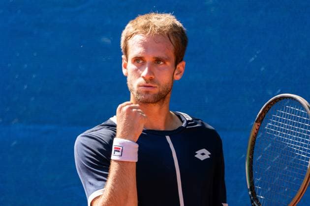 2025-04-29 ITF tournament Oegstgeest OEGSTGEEST, NETHERLANDS - APRIL 29: Luca Castagnola of Italy during the ITF tournament on April 29, 2025 in Oegstgeest, Netherlands Oegstgeest Oegstgeester Lawn Tennis Club Netherlands Content not available for redistribution in The Netherlands directly or indirectly through any third parties. Copyright: xMarleenxFouchierx