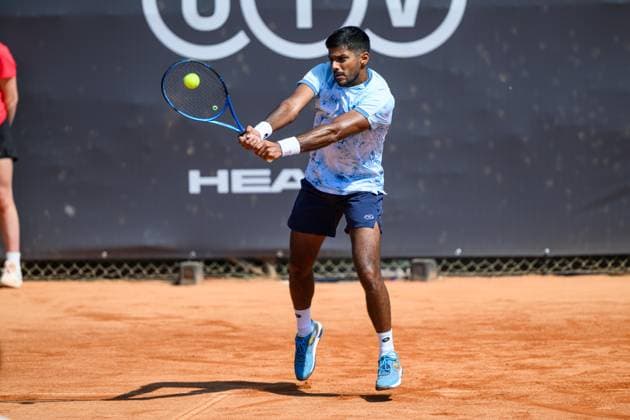 TENNIS - ATP, Tennis Herren DANUBE Upper Austria Open MAUTHAUSEN,AUSTRIA,30.APR.25 - TENNIS - ATP Challenger Tour, DANUBE Upper Austria Open. Image shows Anirudh Chandrasekar (IND).  GEPAxpictures xChristianxMoser