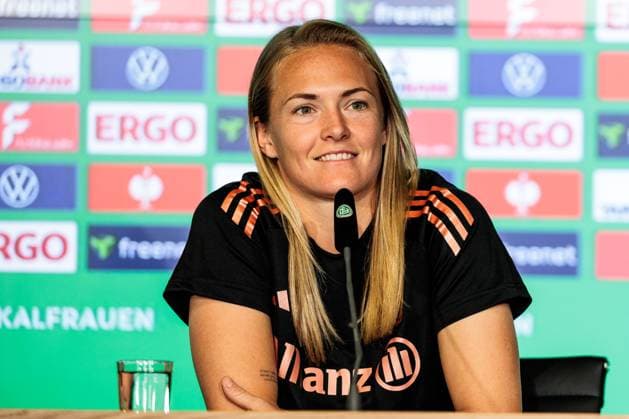 45 DFB Cup Womens Final FC Bayern Munich SV Werder Bremen Final Press Conference 30 04 2025 Magdalena Eriksson FC Bayern Munich, 5 45 DFB Cup Womens Final FC Bayern Munich SV Werder Bremen Final Press Conference Cologne, RheinEnergiestadion, 30 04 2025 Copyright: xBEAUTIFULxSPORTS Wunderlx