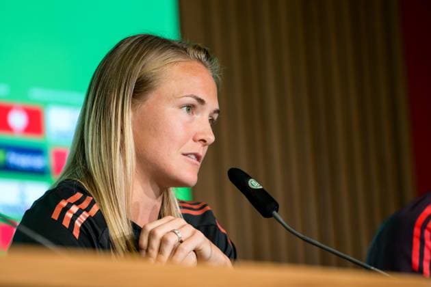Soccer, DFB Pokal Women, 20250430, Press conference MD 1 FC Bayern München SV Werder Bremen In the picture Magdalena ERIKSSON Bayern, 5 Köln Rhein Energie Stadion Nordrhein Westfalen Germany Copyright: Passion2Press MarkusxFischerx