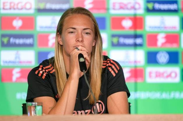 Soccer, DFB Pokal Women, 20250430, Press conference MD 1 FC Bayern München SV Werder Bremen In the picture Magdalena ERIKSSON Bayern, 5 Köln Rhein Energie Stadion Nordrhein Westfalen Germany Copyright: Passion2Press MarkusxFischerx