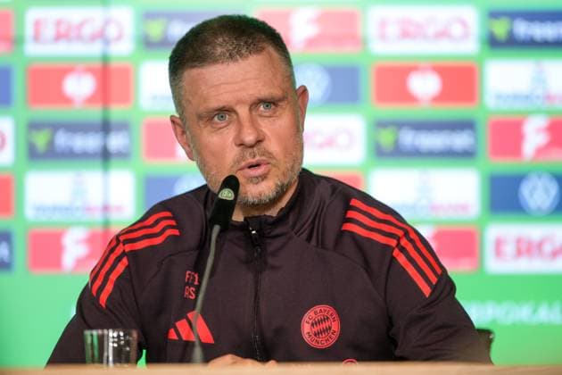Soccer, DFB Cup Women, 20250430, Press conference MD 1 FC Bayern Munich SV Werder Bremen In the picture Coach Bayern Alexander STRAUS Köln Rhein Energie Stadion Nordrhein Westfalen Germany Copyright: Passion2Press MarkusxFischerx