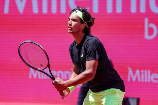 Estoril,Portugal, April 30th, 2025: Henrique Rocha (Portugal) in action during the game between Henrique Rocha (Portugal) vs Nicolas Jerry (Chile) at Estadio Millennium - Clube de Tenis do Estoril,Estoril,Lisbon on April 30th 2025 (Joao Bravo SPP) Copyright: xJoaoxBravoxx xSPPx spp-en-JoBr-JBF-6305