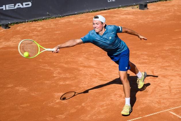 TENNIS - ATP, Tennis Herren DANUBE Upper Austria Open MAUTHAUSEN,AUSTRIA,30.APR.25 - TENNIS - ATP Challenger Tour, DANUBE Upper Austria Open. Image shows Matthias Ujvary (AUT).  GEPAxpictures xChristianxMoser