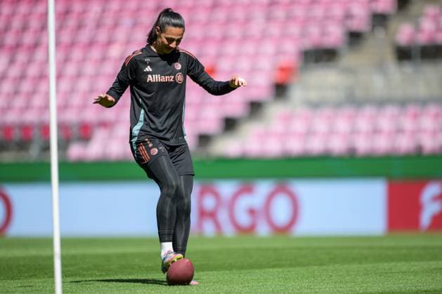 Soccer, DFB Cup Women, 20250430, Final training MD 1 FC Bayern Munich SV Werder Bremen In the picture goalkeeper Maria Luisa GROHS Bayern, 1 stops American Football Cologne Rhein Energie Stadium North Rhine-Westphalia Germany Copyright: Passion2Press MarkusxFischerx