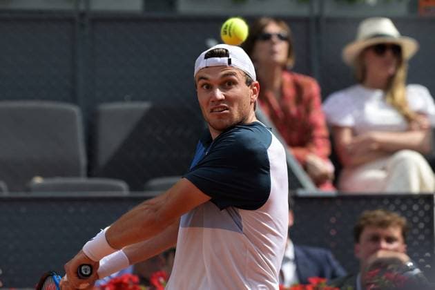 April 30, 2025, Madrid, Madrid, Spain: JACK DRAPER of Great Britain during his Men s Singles Round of 16 match against TTOMMY PAUL of the United States on Day Nine of the Mutua Madrid Open at La Caja Magica. Madrid Spain - ZUMAd308 20250430_zsp_d308_014 Copyright: xJuanxCarlosxLucasx