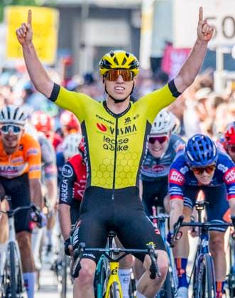 April 30, 2025, Fribourg, Canton, Switzerland: Fribourg Switzerland, 04 30 2025: MATTHEW BRENNAN of Team Visma wins the fist stage during 1st stage of the Tour de Romandie 2025 and which took place between MoÂ¼nchenstein and Fribourg and the arrival of the stage is done at City center in Fribourg. Fribourg Switzerland - ZUMAd206 0815534032st Copyright: xEricxDubostx