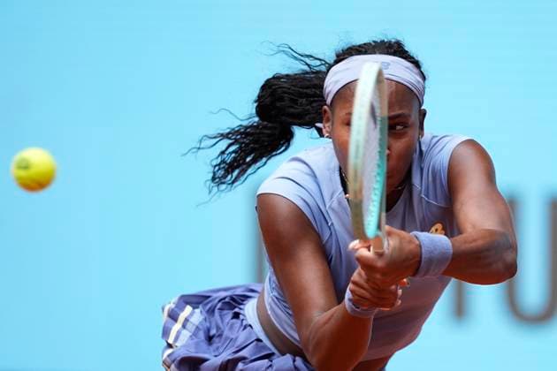 April 30, 2025, Madrid, Spain: COCO GAUFF of USA in action against M. Andreeva of Russia during the Mutua Madrid Open WTA, Tennis Damen 1000 tennis tournament at Caja Magica. Gauff wins 7-5 6-1 to advance to semi-finals. Madrid Spain - ZUMAa181 20250430_zaa_a181_093 Copyright: xOscarxJ.xBarrosox