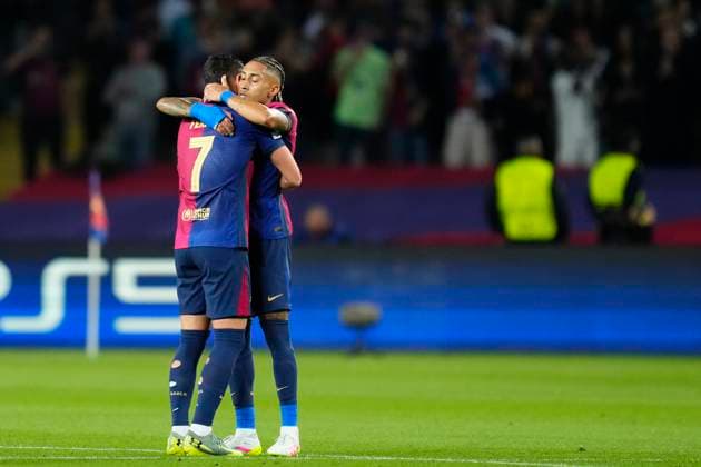 FC Barcelona, Barca v FC Internazionale Milano - UEFA Champions League 2024 25 Semi Final First Leg Ferran Torres left winger of Barcelona and Spain celebrates after scoring his sides first goal during the UEFA Champions League 2024 25 Semi Final First Leg match between FC Barcelona and FC Internazionale Milano at Estadi Olimpic Lluis Companys on April 30, 2025 in Barcelona, Spain. Barcelona Madrid Spain  Copyright: xJosexBretonx originalFilename:bretonhernandez-fcbarcel250430_npBZS.jpg
