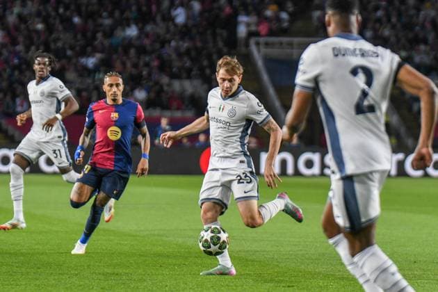 23 Nicolo Barella of Inter in action during Round 1 of Semifinal, UEFA Champions League 24 25 at Stadio olimpico Lluis Companys. Barcellona  Copyright: xAndreaxAmato IPAxSportx xipa-agency.netx xx IPA_57103487 IPA_Agency_IPA57103487