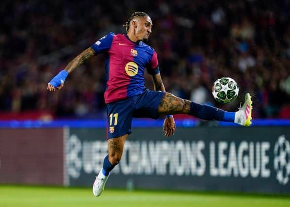 ESP: FC Barcelona, Barca Inter de Milan. UEFA Champions League match. Semi-Finals, firs leg Raphael Dias Belloli Raphinha of FC Barcelona during the UEFA Champions League match, Semi-Finals, firs leg, between FC Barcelona and Inter de Milan played at Lluis Companys Stadium on April 30 2025 in Barcelona Spain. kpng Copyright: xSergioxRuizx xImagox PS_240430_BAR_INT_017